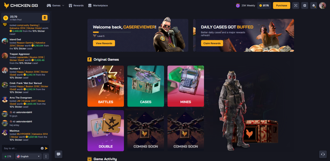Chicken.gg Homepage