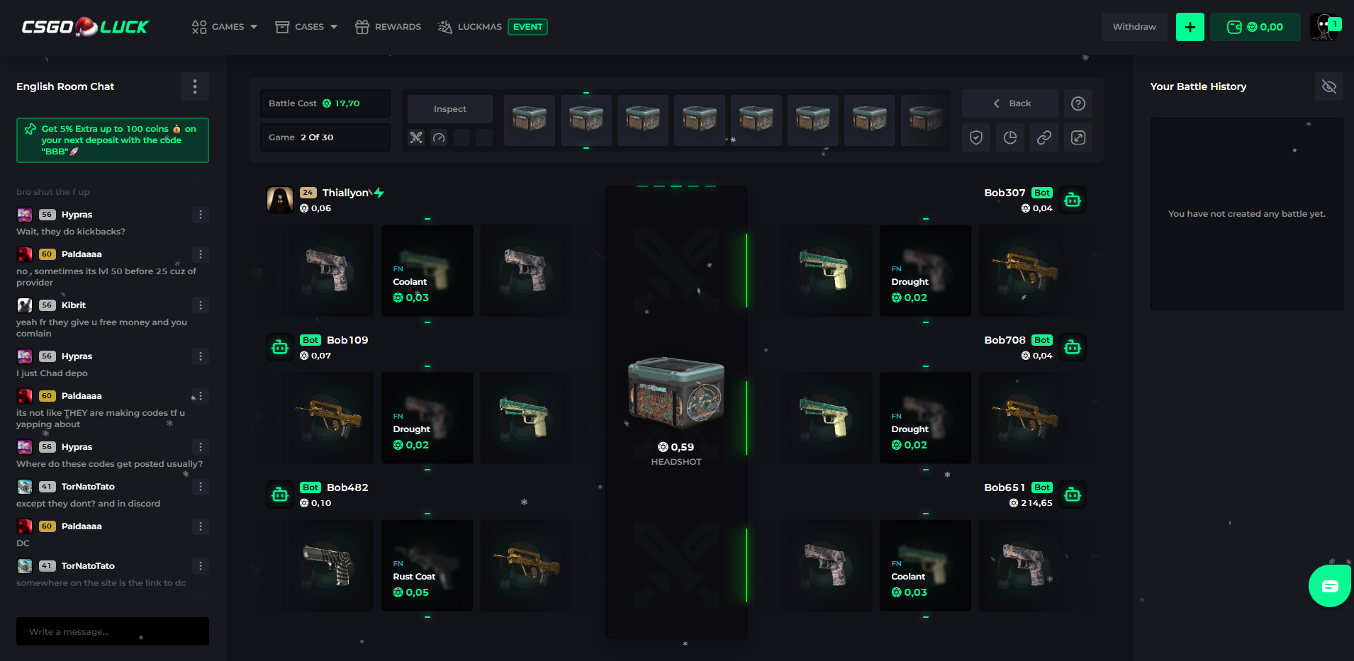 CSGOLuck Battle Screenshot