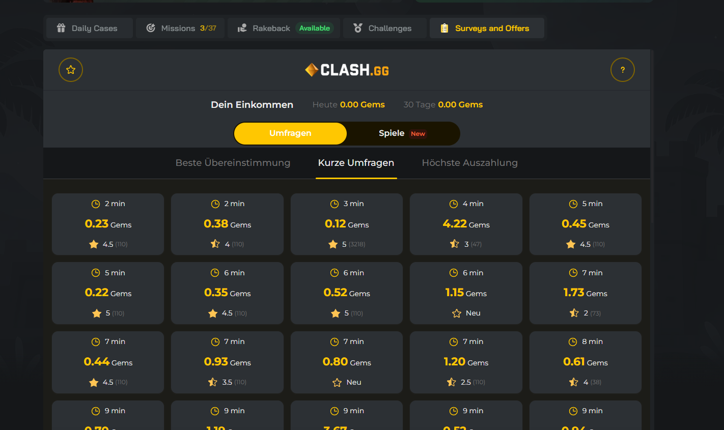 Clash.gg Surveys and Offers