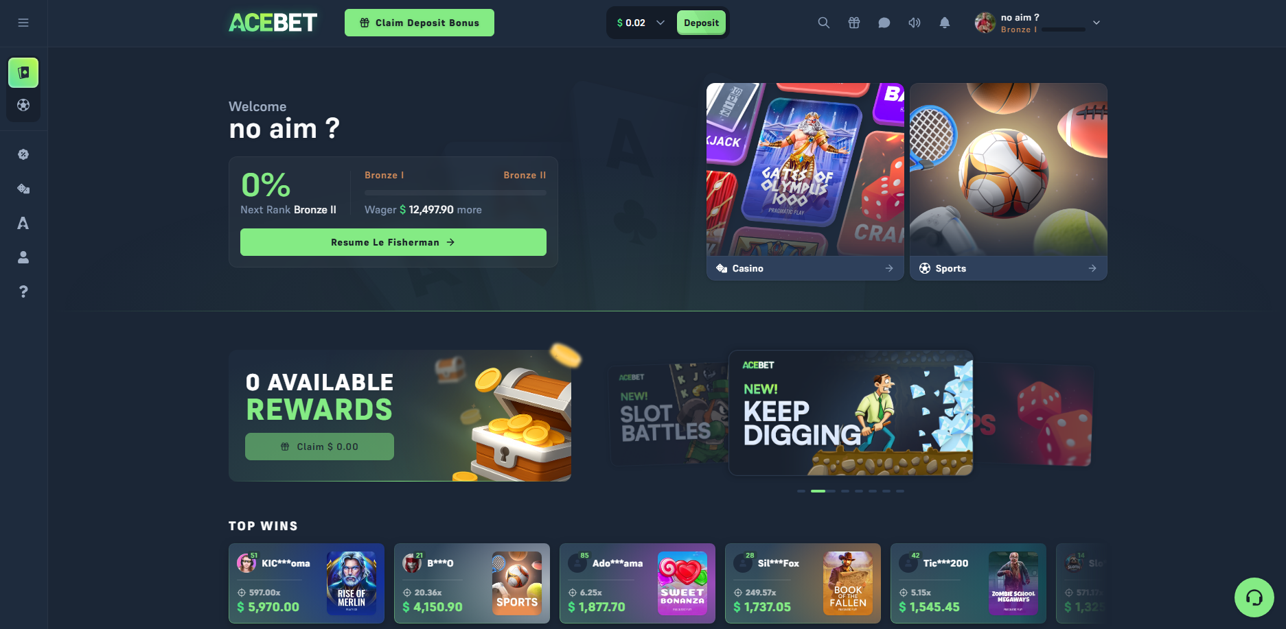 AceBet Homepage
