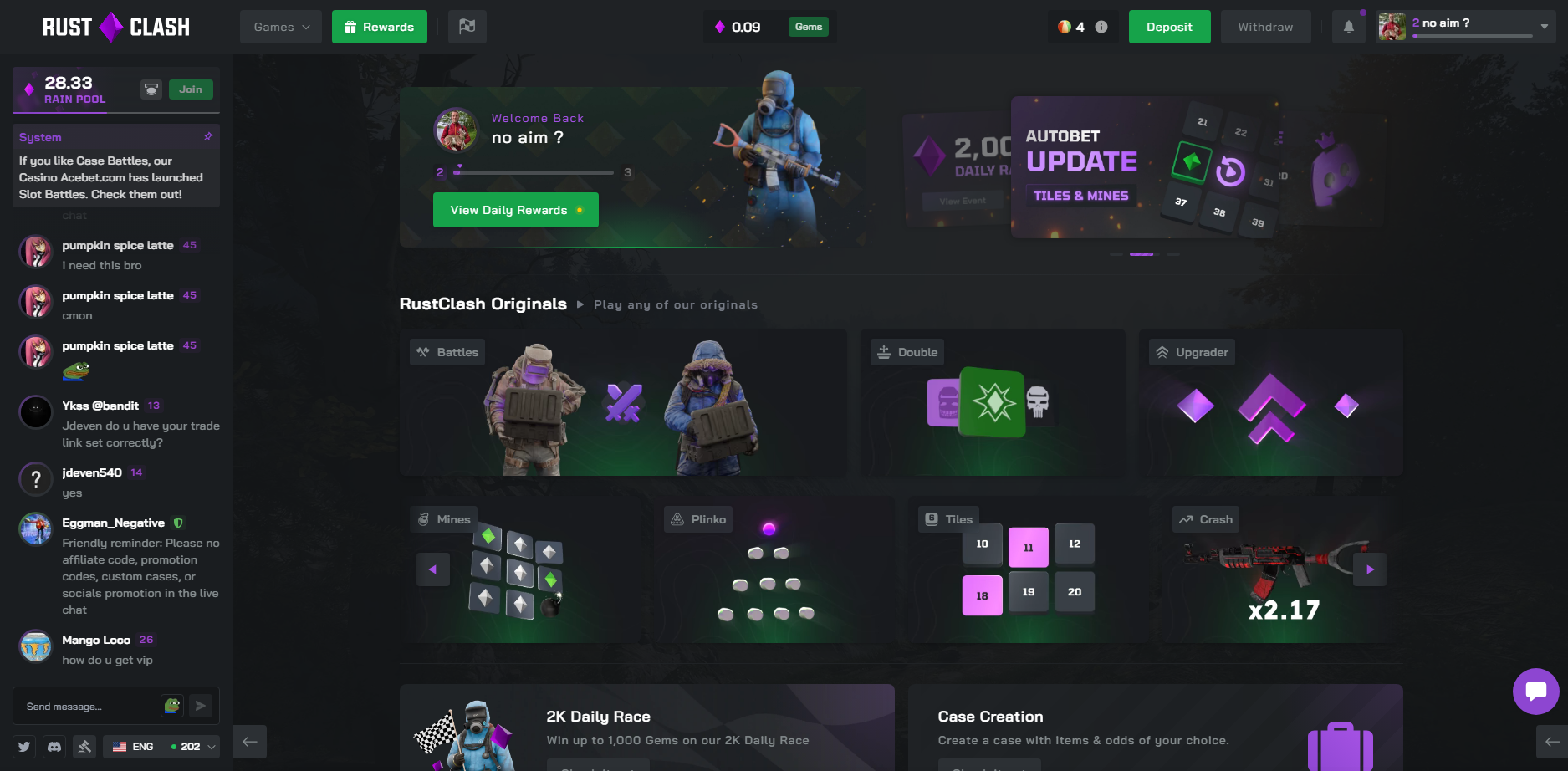 RustClash Homepage